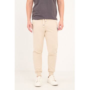 Pantaloni de trening cu snur si logo - Bej