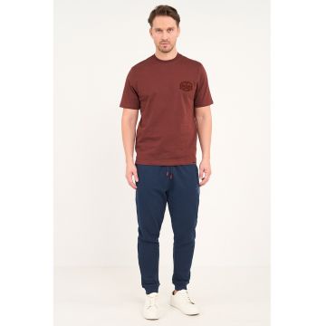 Pantaloni de trening cu snur si logo - Bleumarin