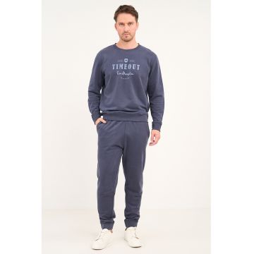 Pantaloni relaxed fit cu snur - Albastru