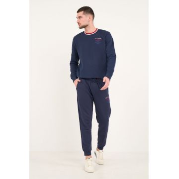 Pantaloni sport de bumbac cu buzunar cu fermoar pe spate - Bleumarin