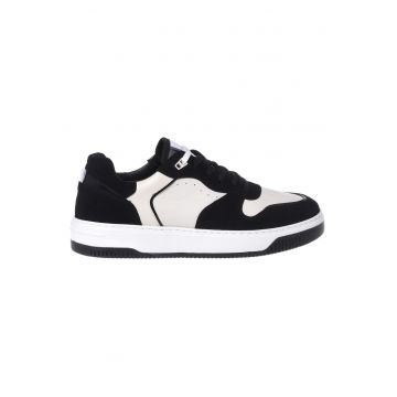 Pantofi sport cu garnituri de piele intoarsa - Alb/Negru