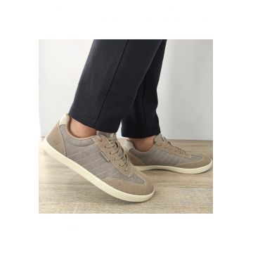 Pantofi sport cu garnituri de piele intoarsa ecologica - Bej