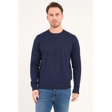 Pulover din amestec de lana - Bleumarin
