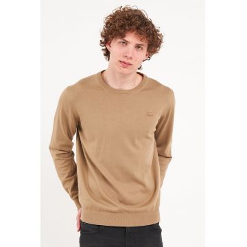 Pulover uni cu decolteu la baza gatului - Maro camel