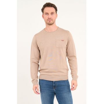 Pulover uni cu decolteu rotund - Bej