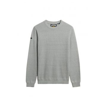 Pulover uni cu decolteu rotund - Gri deschis