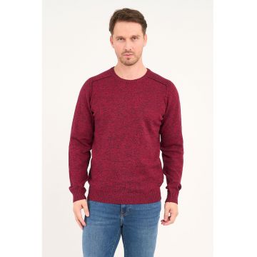 Pulover uni de bumbac si lana - Visiniu