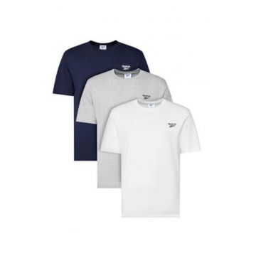 Set 3 tricouri barbati -  alb - bleumarin - gri - 100% bumbac - 88% bumbac - 12% poliester