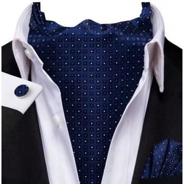 Set cravata / esarfa Ascot matase + batista + butoni, model 87