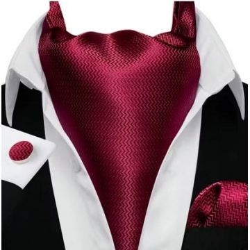 Set cravata / esarfa Ascot matase + batista + butoni, model 89