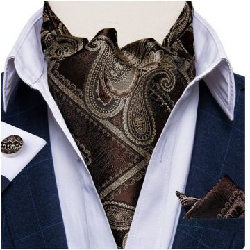 Set cravata / esarfa / lavaliera Ascot + batista + butoni, model 65