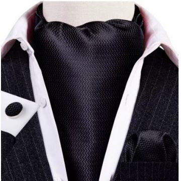Set cravata / esarfa / lavaliera Ascot + batista + butoni, model 88