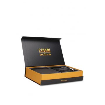 Set de portofel de piele si curea Torino Prime- 2 piese - Negru