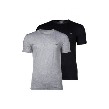 Set de tricouri cu decolteu la baza gatului - 2 piese - Negru/Gri