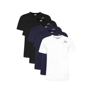 Set tricouri barbatesti  alb - negru - bleumarin - bumbac