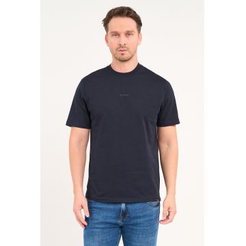 Tricou cu decolteu la baza gatului si logo - Albastru ultramarin