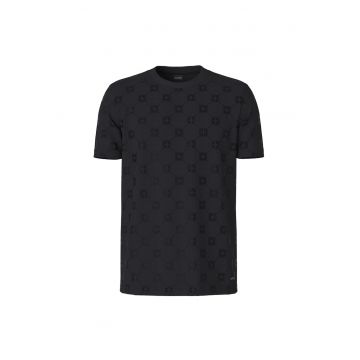 Tricou de bumbac cu imprimeu logo Berno - Negru