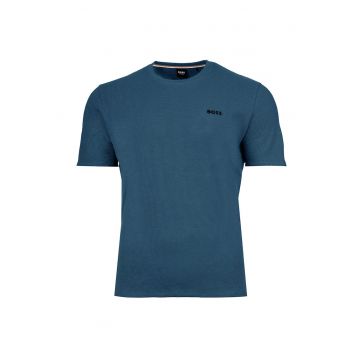 Tricou de casa cu decolteu la baza gatului si logo Waffle - Albastru