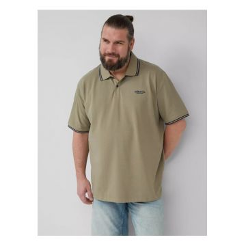 Tricou polo din pique cu detalii contrastante - Verde masliniu