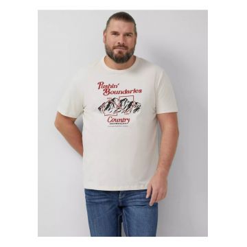 Tricou regular fit cu imprimeu text - Crem