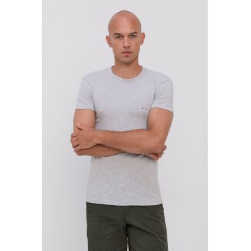 Armani Exchange tricou 2-pack barbati, culoarea negru, neted