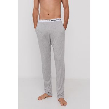 Karl Lagerfeld Pantaloni de pijama bărbați, culoarea gri, material neted