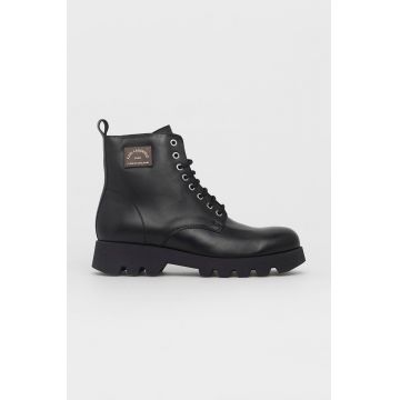 Karl Lagerfeld Pantofi înalți de piele bărbați, culoarea negru