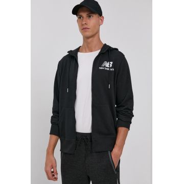 New Balance Bluză MJ03558BK bărbați, culoarea negru, cu imprimeu