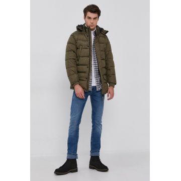 Pepe Jeans Geacă Hidley bărbați, culoarea verde, de iarnă