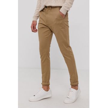 !SOLID Pantaloni bărbați, culoarea galben, cu fason chinos