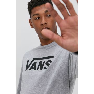 Vans Longsleeve bărbați, culoarea gri, cu imprimeu