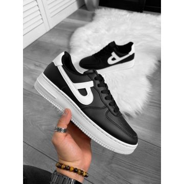 Adidasi barbati casual  negri cu talpa alba A99