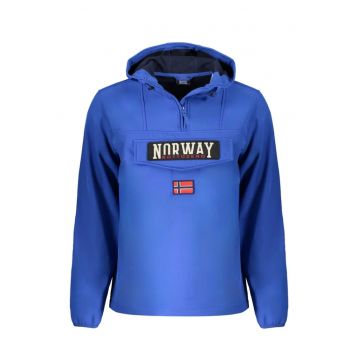 Jacheta barbati cu fermoar in zona gatului si imprimeu cu logo -  Albastru inchis - Albastru inchis