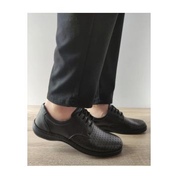 Pantofi Casual Perforati Barbati  147 01-N Negri - Negru - Negru