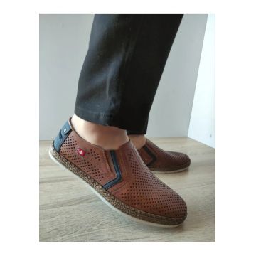 Pantofi Casual Perforati Barbati  B5297-24 Maro + Bleumarin - Maro - Maro