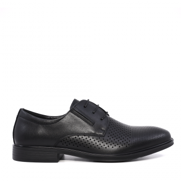 Pantofi derby bărbați Benvenuti negri din piele cu perforații 3859BPF437N