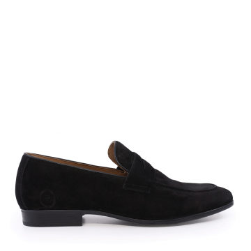 Pantofi loafers bărbați Benvenuti negri din piele întoarsă  2169BM8100VN