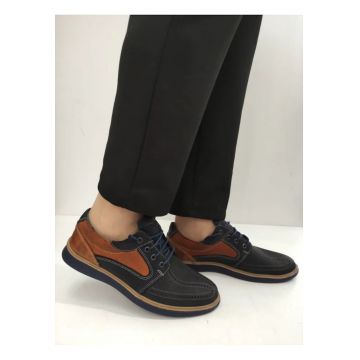 Pantofi Perforati Barbati  1523 Bleumarin Cu Maro - Albastru - Albastru