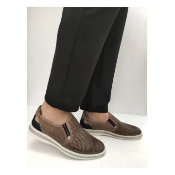 Pantofi Perforati Barbati  411 Taupe - Maro - Maro