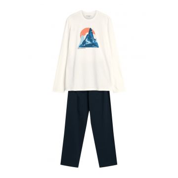 Pijamale confortabile si confortabile pentru barbati - cu un design modern in nuante de bej gri - Luro - Multicolor