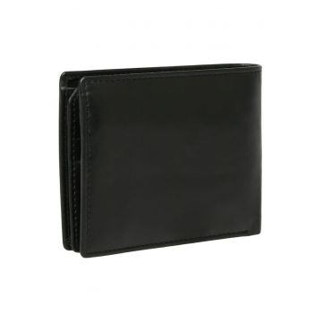 Portofel barbati cu design clasic si compartiment pentru monede - Negru
