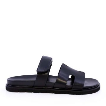 Saboți cu baretă reglabilă bărbați Thezeus negri din piele 2349BST22216N