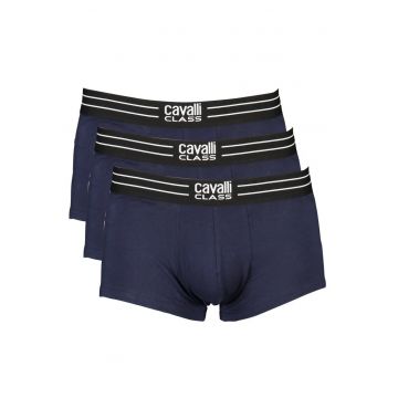 Set 3 x Boxer barbati  talie elastica - detalii de contrast - albastru - bumbac
