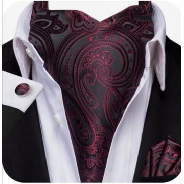 Set cravata / esarfa / lavaliera Ascot + batista + butoni, model 94