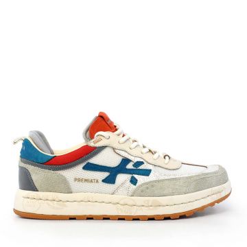Sneakers bărbați Premiata Nous albi din textil și piele 1691BP8069A