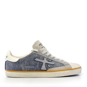 Sneakers bărbați Premiata Steven gri din textil și piele 1691BP8050GR