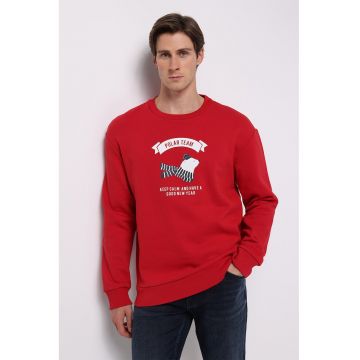 Bluza de trening cu imprimeu grafic frontal - Rosu -