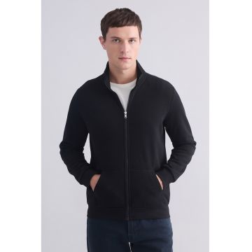 Bluza de trening din amestec de bumbac cu fermoar - Negru