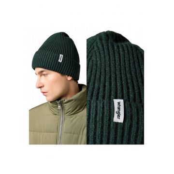 Caciula Barbati -  Rib Beanie - Regular Fit - Caldura Si Confortabila - Design Clasic - Cu Logo - Bumbac - One Size - Verde