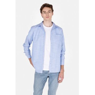 Camasa barbateasca  albastra regular fit - bumbac - BLUE